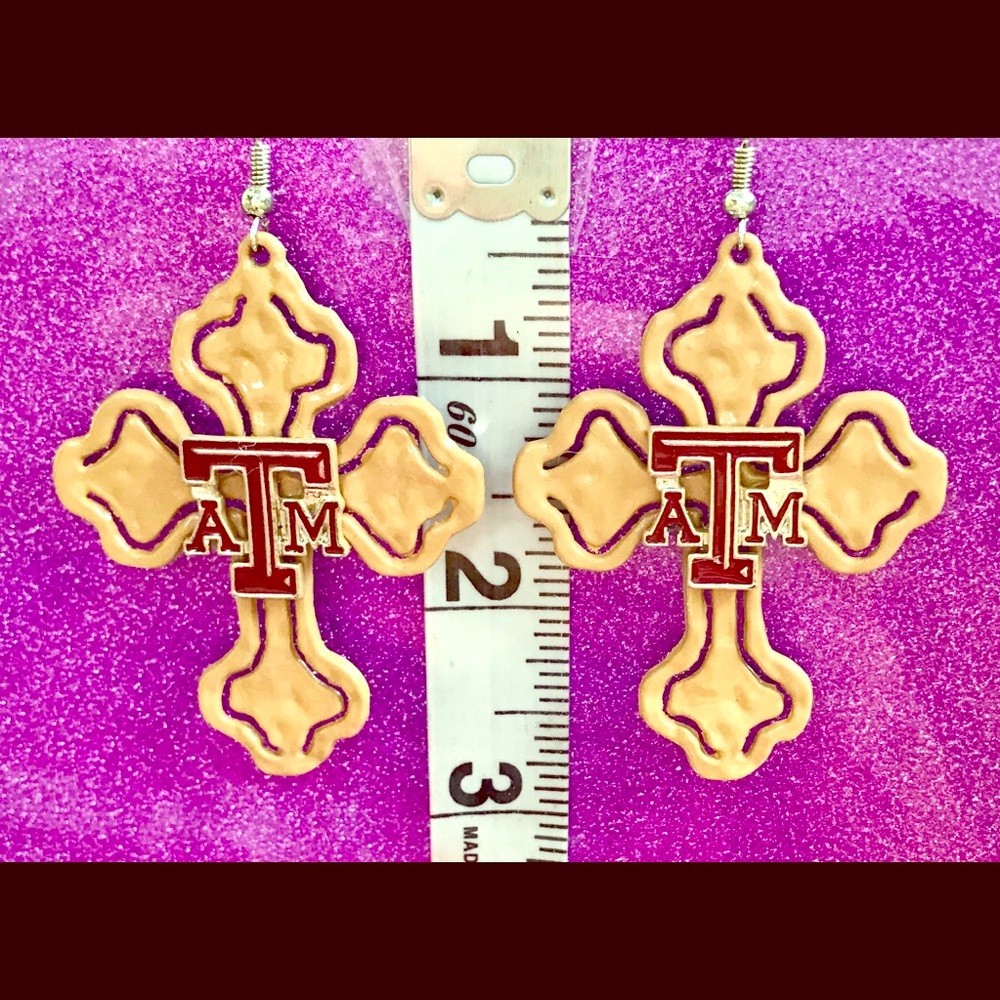 Texas A&M Aggies Corps Khaki Cutout Cross Earrings